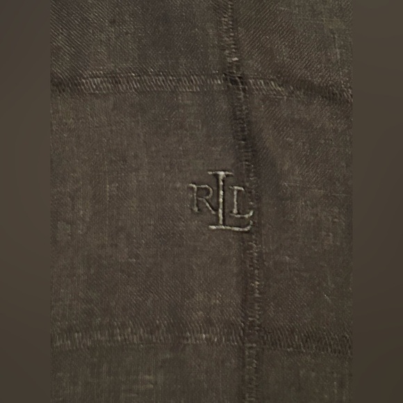 LRL 100% Black Linen Blouse Button Down Mandarin Collar Women’s PS Roll Tab Work - Picture 5 of 11